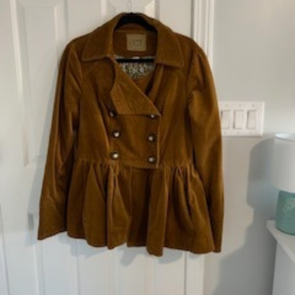 Idra Anthropologie Jacket brown mustard medium large